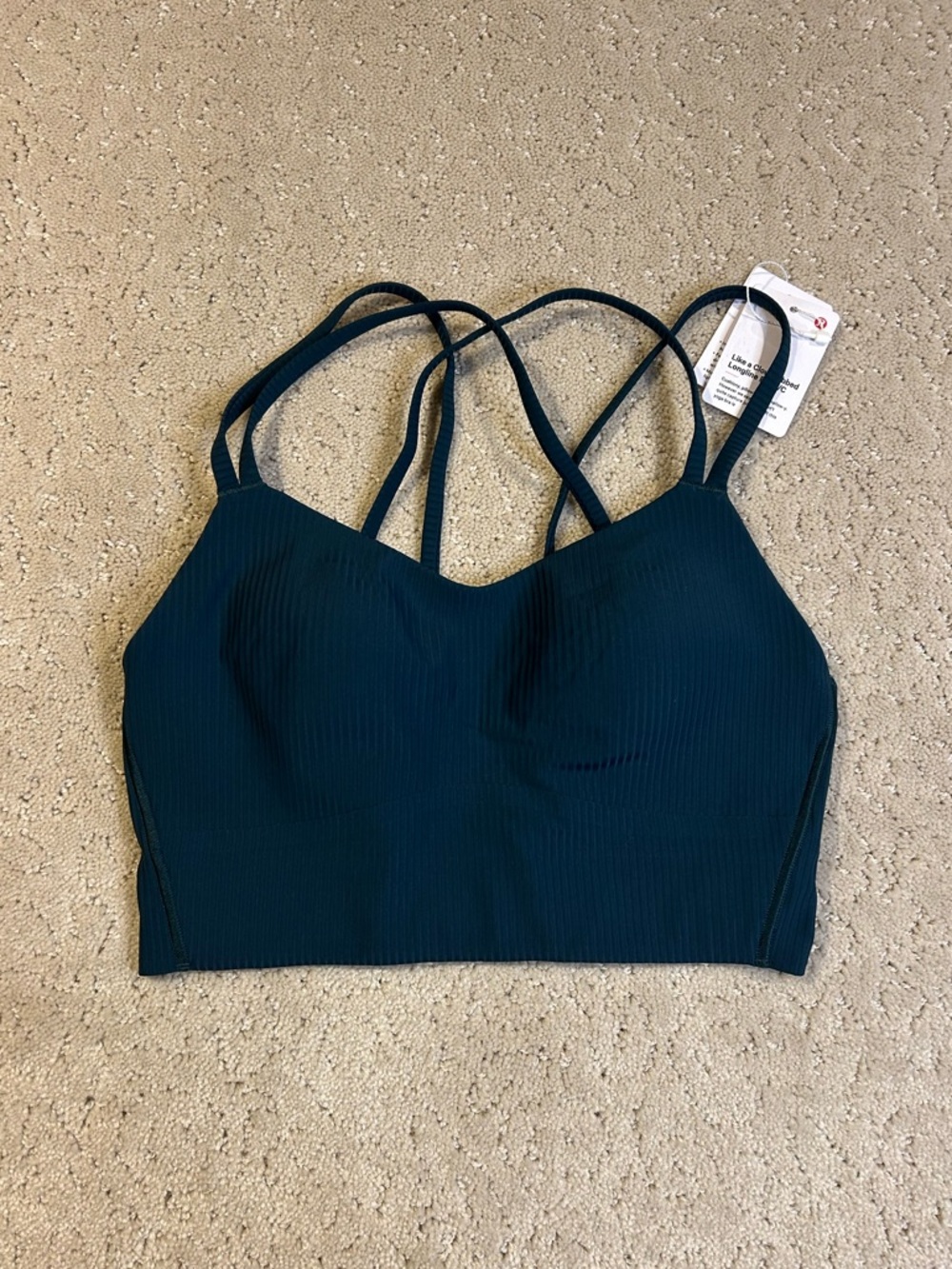 Lululemon Like a Cloud Longline Ribbed Bra Sz 4 Indochine Blue NWT B/C